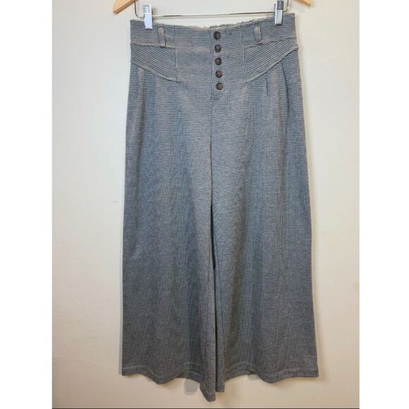 Maeve Women's Size Small Black White Houndstooth Wide-Leg Pants Button Fly - Picture 5 of 8